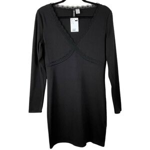 Divided H & M Womens Black Stretchy Bodycon Long-Sleeved Dress Size Large